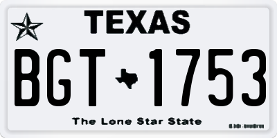 TX license plate BGT1753