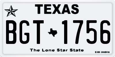 TX license plate BGT1756