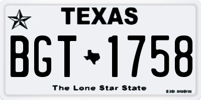 TX license plate BGT1758
