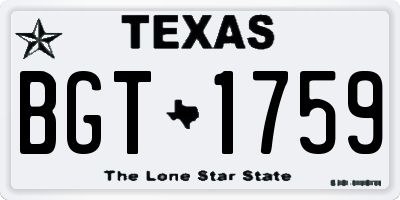 TX license plate BGT1759