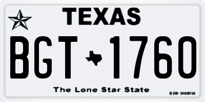 TX license plate BGT1760