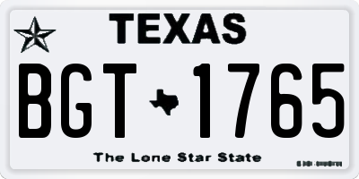 TX license plate BGT1765