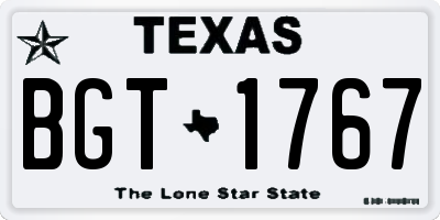 TX license plate BGT1767