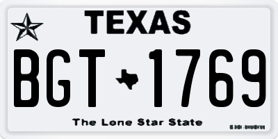 TX license plate BGT1769