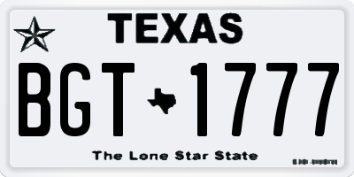 TX license plate BGT1777