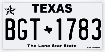 TX license plate BGT1783