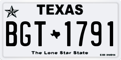 TX license plate BGT1791
