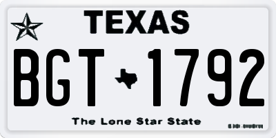 TX license plate BGT1792