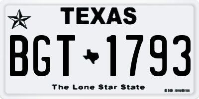 TX license plate BGT1793