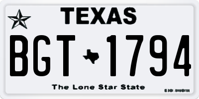 TX license plate BGT1794