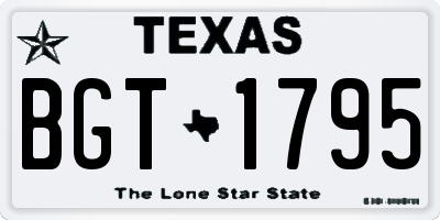 TX license plate BGT1795