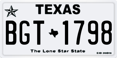 TX license plate BGT1798