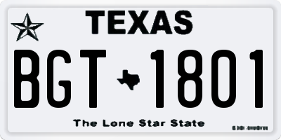 TX license plate BGT1801