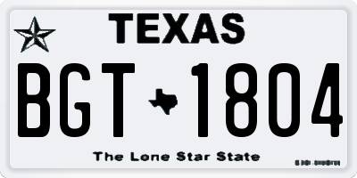 TX license plate BGT1804