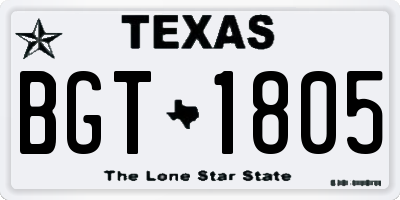 TX license plate BGT1805