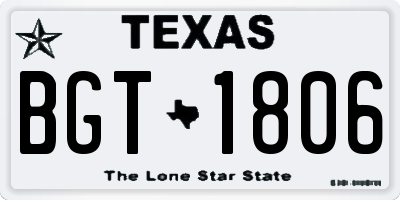 TX license plate BGT1806