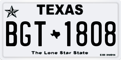 TX license plate BGT1808