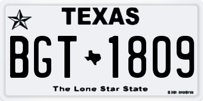 TX license plate BGT1809