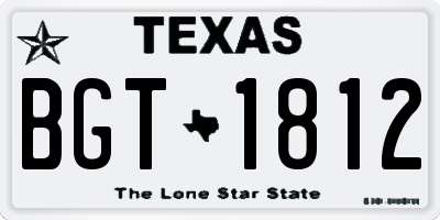 TX license plate BGT1812