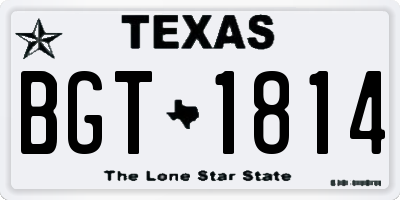 TX license plate BGT1814