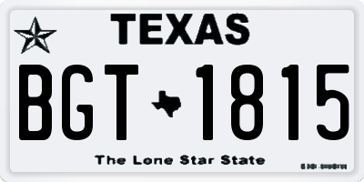 TX license plate BGT1815