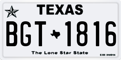 TX license plate BGT1816