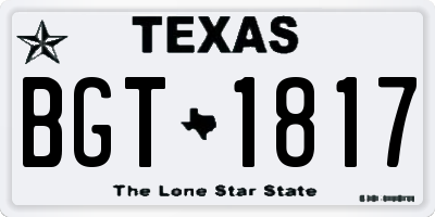 TX license plate BGT1817