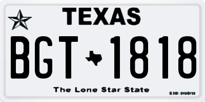 TX license plate BGT1818