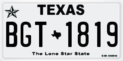 TX license plate BGT1819