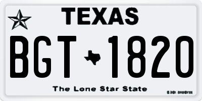 TX license plate BGT1820