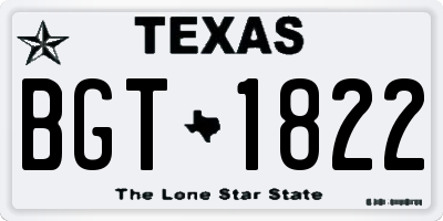 TX license plate BGT1822