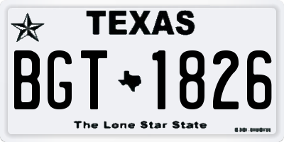 TX license plate BGT1826