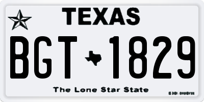 TX license plate BGT1829