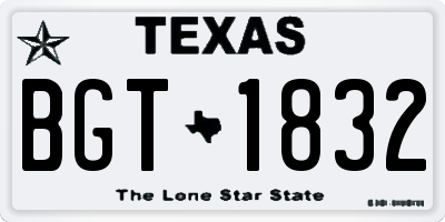 TX license plate BGT1832