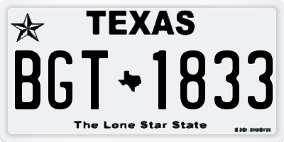 TX license plate BGT1833