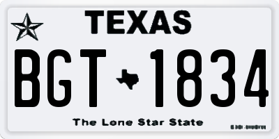 TX license plate BGT1834