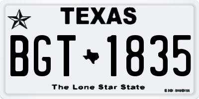 TX license plate BGT1835