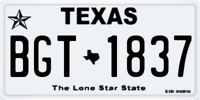 TX license plate BGT1837