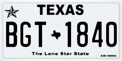 TX license plate BGT1840