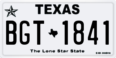TX license plate BGT1841
