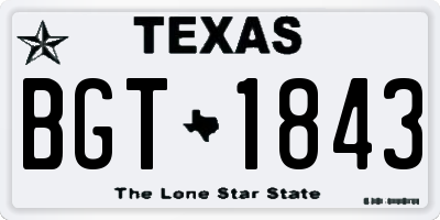 TX license plate BGT1843