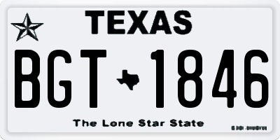 TX license plate BGT1846