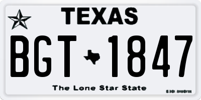 TX license plate BGT1847