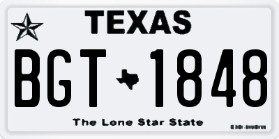 TX license plate BGT1848