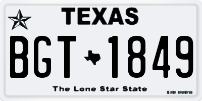TX license plate BGT1849