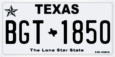 TX license plate BGT1850