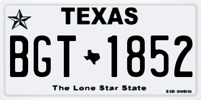 TX license plate BGT1852