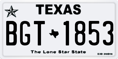 TX license plate BGT1853