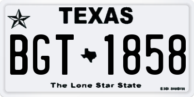 TX license plate BGT1858