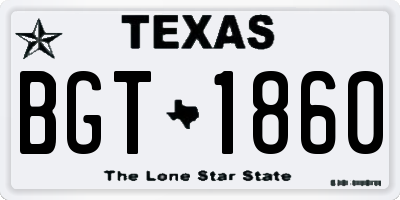 TX license plate BGT1860